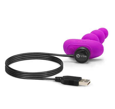 Koraliki analne wibrujące - B-Vibe Triplet Fuchsia